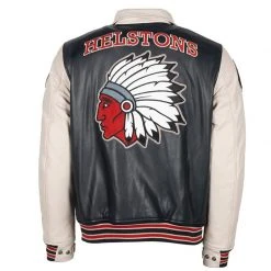 Giacca in Pelle Helstons Cheyenne Rag - Blu Beige | Abbigliamento Uomo -Negozio di moto Helstons 2021056 retro