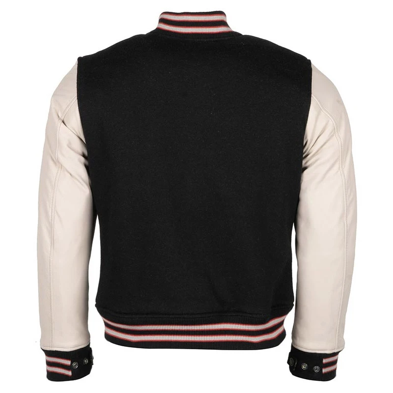 Giacca in Pelle Helstons University per Donna - Nero e Beige 3 Giacca in Pelle Helstons University per Donna - Nero e Beige - immagine 3