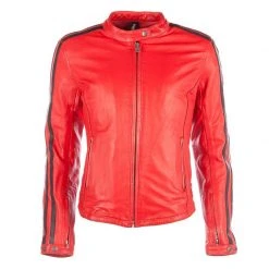 Giacca in Pelle Donna Helstons Angel Rag - Rosso e Nero | Abbigliamento di Alta Qualità