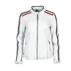 Giacca in Pelle Donna Helstons Jade Bianco - Elegante e Confortevole