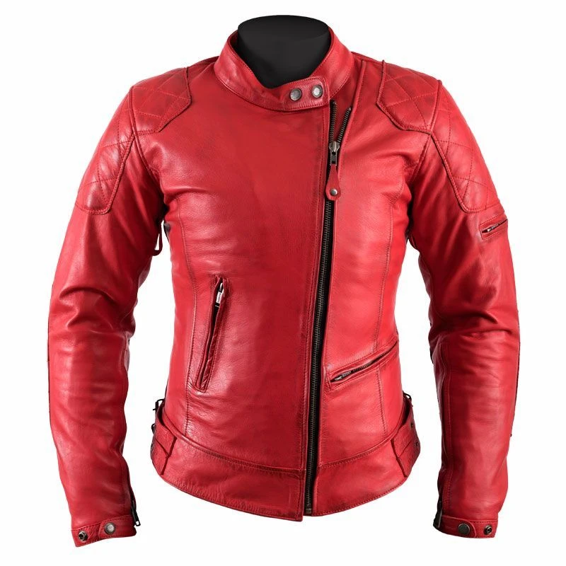 Giacca in Pelle Donna Helstons KS 70 Rosso - Elegante e Confortevole