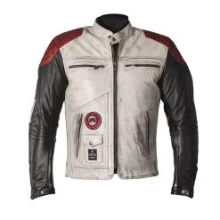 Giacca in Pelle Helstons Tracker - Bianco, Nero, Rosso | Abbigliamento Uomo